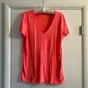 J. Crew Coral Pink V-Neck Short Sleeve Tee